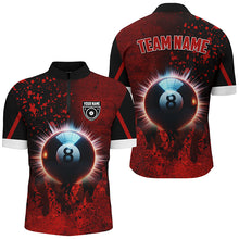 Load image into Gallery viewer, Personalized Glowing 8 Ball Pool Billiard Shirts For Men Custom Grunge Red Billiard Pool Jerseys TDM2179