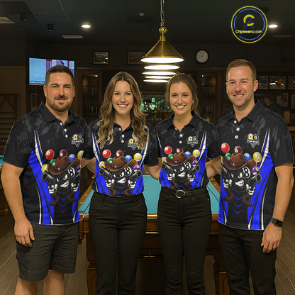 Funny 8 Ball & 9 Ball Billiard Shirt For Women Custom Black And Blue Pool Team Shirt, Billiard Jersey TDM5409