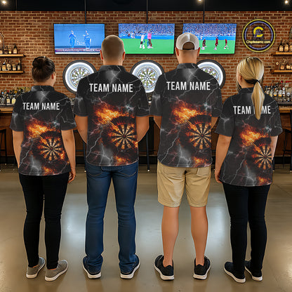 Custom Lightning Flame Darts Shirt With Pocket Option For Women, Darts Jersey TDM5684
