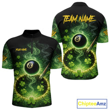 Load image into Gallery viewer, Personalized St Patrick Day Smoke 8 Ball Billiard Shirt For Men, Luckiest Shamrock Pool Jersey TDM5899