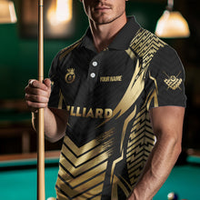 Load image into Gallery viewer, Customized 8 Ball Pool Crown Men Billiard Shirts, Gold And Black Billiard Team Shirts Pool Jerseys TDM3688