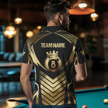 Load image into Gallery viewer, Customized 8 Ball Pool Crown Men Billiard Shirts, Gold And Black Billiard Team Shirts Pool Jerseys TDM3688