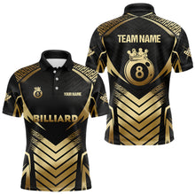 Load image into Gallery viewer, Customized 8 Ball Pool Crown Men Billiard Shirts, Gold And Black Billiard Team Shirts Pool Jerseys TDM3688