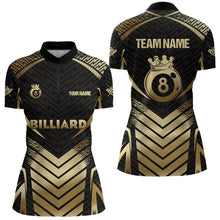 Load image into Gallery viewer, Customized 8 Ball Pool Crown Women Billiard Shirts, Gold And Black Billiard Team Shirts Pool Jerseys TDM3688