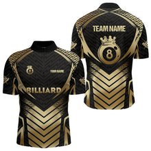 Load image into Gallery viewer, Customized 8 Ball Pool Crown Men Billiard Shirts, Gold And Black Billiard Team Shirts Pool Jerseys TDM3688