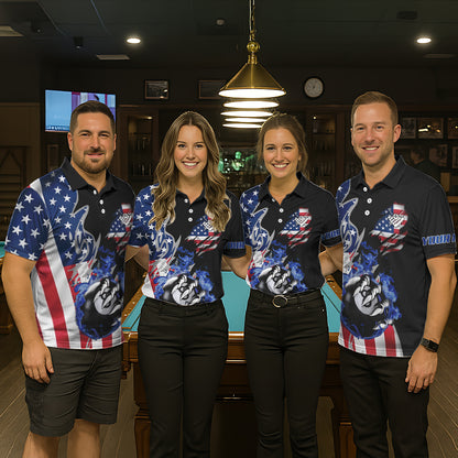 8 Ball Pool Claw American Flag Billiard Shirt For Women Custom Patriotic Billiard Team Jersey|Black TDM6042