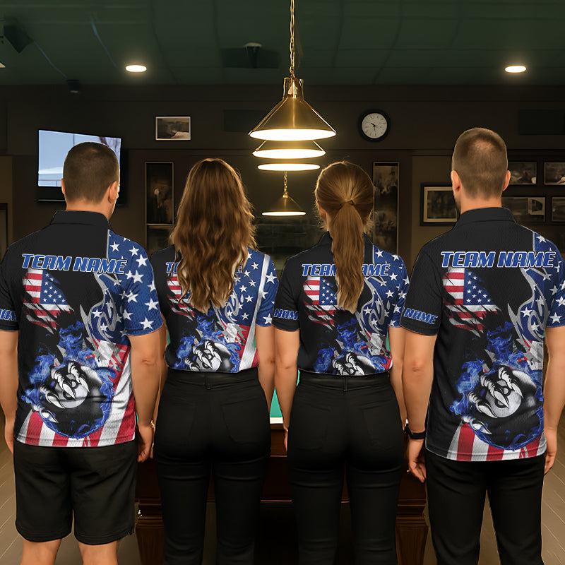 8 Ball Pool Claw American Flag Billiard Shirt For Women Custom Patriotic Billiard Team Jersey|Black TDM6042