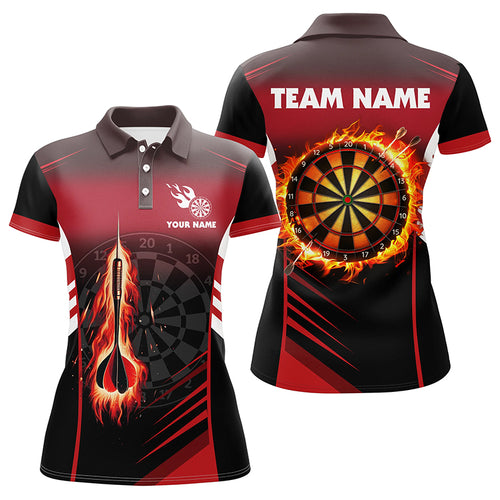 Personalized Darts Fire Arrow Women Darts Polo Shirts Custom Flame Darts Shirts Darts Jersey | Red TDM1406