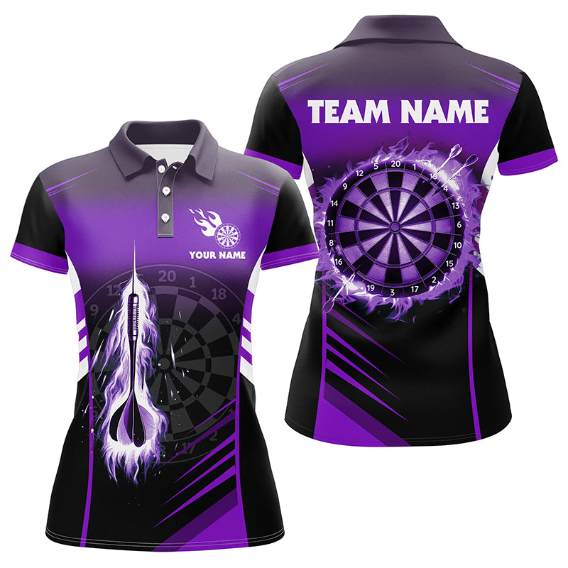 Personalized Darts Fire Arrow Women Dart Polo Shirts Custom Flame Dart Shirt Darts Jersey | Purple TDM1409