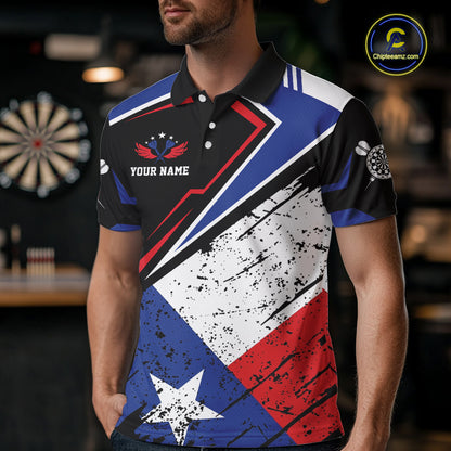 Personalized Grunge Texas Flag Darts Shirt For Men Custom Patriotic Texas Darts Team Jersey TDM5420
