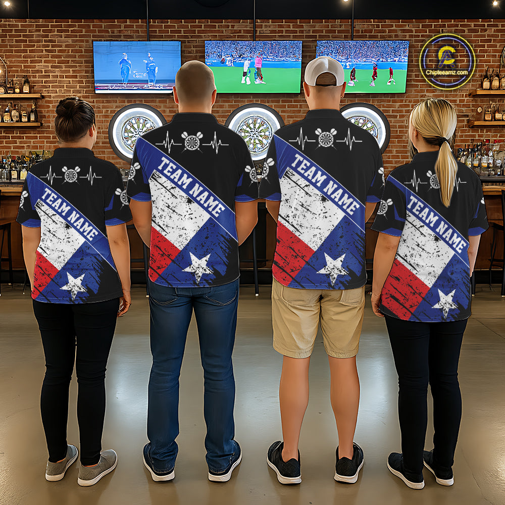 Personalized Grunge Texas Flag Darts Shirt For Men Custom Patriotic Texas Darts Team Jersey TDM5420