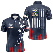 Load image into Gallery viewer, Personalized American Flag Blue Navy Billiard Shirt For Men Custom Patriotic Billiard Pool Jerseys TDM3404