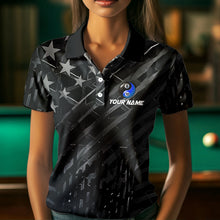 Load image into Gallery viewer, Black US Flag Ying And Yang 8 Ball &amp; 10 Ball Custom Billiard Shirts For Women Funny Billiard Jerseys TDM3540