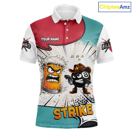 Funny Beer 8 Ball Billiard Shirt For Men Custom Pool Team Jersey Polo & 1/4 Zip, Billiard Outfit TDM6053