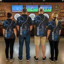Load image into Gallery viewer, Custom Blue Darts Lightning Grim Reaper Polo &amp; 1/4 Zip, Darts Shirt For Women, Darts Team Jersey TDM6308