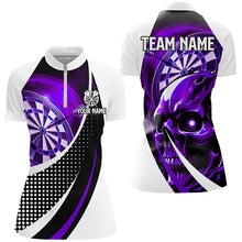 Load image into Gallery viewer, Personalized Purple Dartboard 3D Printed Skull Darts Shirts For Women Custom Cool Darts Team Jerseys TDM1989