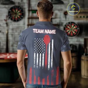 Personalized American Flag Navy Blue Darts Shirt For Men Custom Patriotic Darts Team Jerseys TDM4343