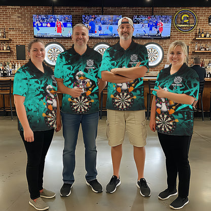 Personalized Turquoise Funny Duck Beer Darts Shirts For Men Custom Darts Team Jersey, Darts Gift TDM7194