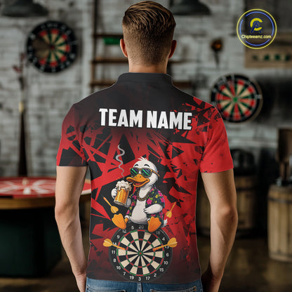 Personalized Red Funny Duck Beer Darts Shirts For Men Custom Darts Team Jersey, Darts Gift TDM7195