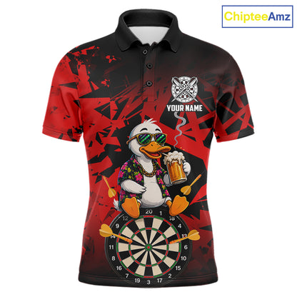 Personalized Red Funny Duck Beer Darts Shirts For Men Custom Darts Team Jersey, Darts Gift TDM7195