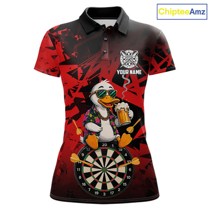 Personalized Red Funny Duck Beer Darts Shirts For Women Custom Darts Team Jersey, Darts Gift TDM7195