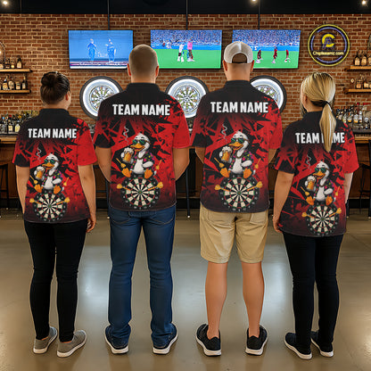 Personalized Red Funny Duck Beer Darts Shirts For Men Custom Darts Team Jersey, Darts Gift TDM7195