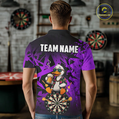 Personalized Purple Funny Duck Beer Darts Shirts For Men Custom Darts Team Jersey, Darts Gift TDM7196