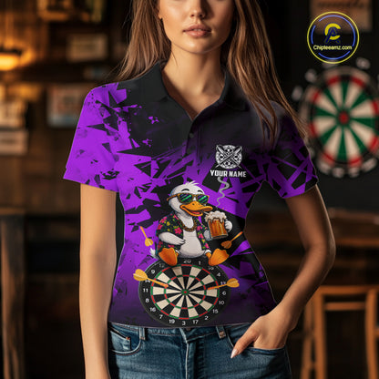 Personalized Purple Funny Duck Beer Darts Shirts For Women Custom Darts Team Jersey, Darts Gift TDM7196