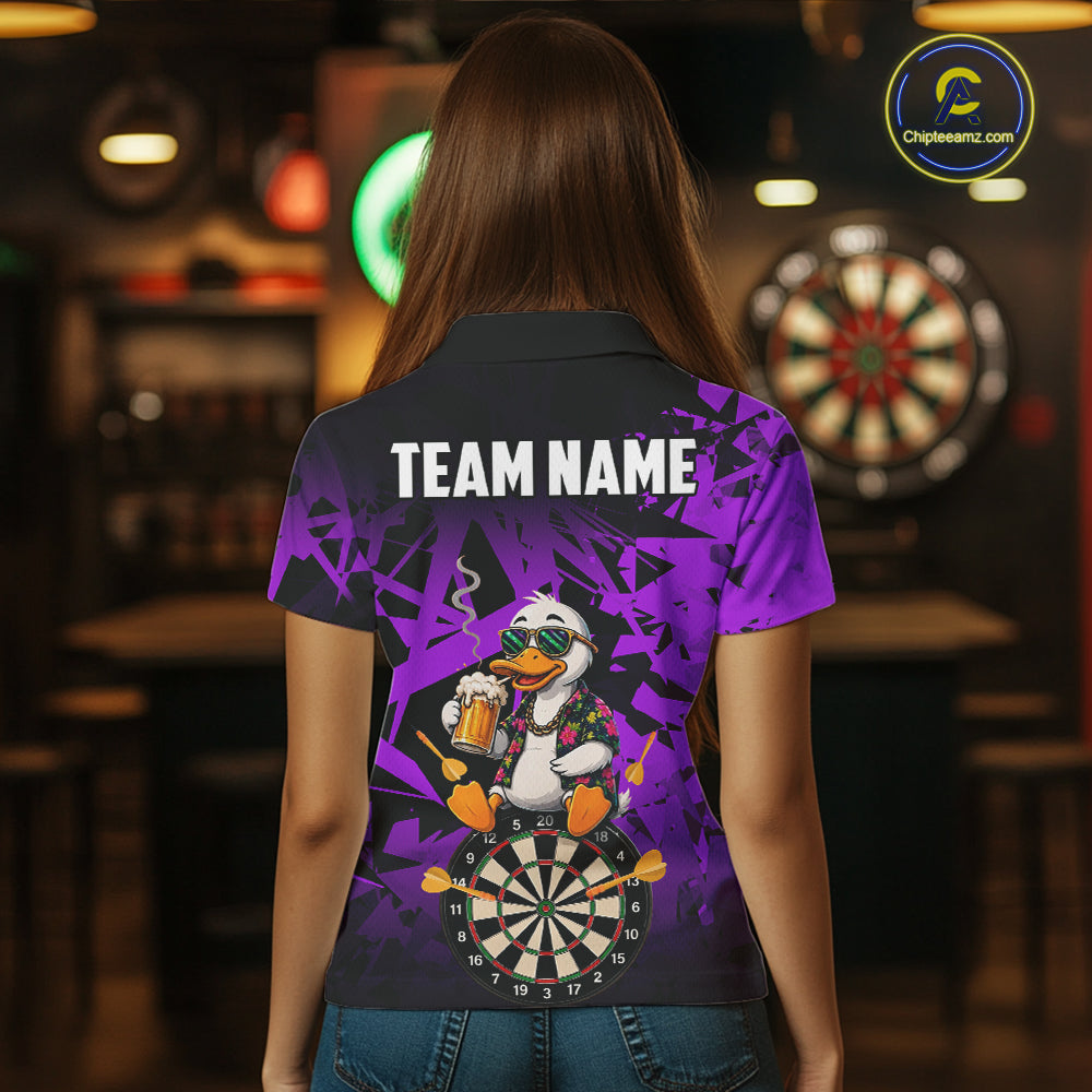 Personalized Purple Funny Duck Beer Darts Shirts For Women Custom Darts Team Jersey, Darts Gift TDM7196