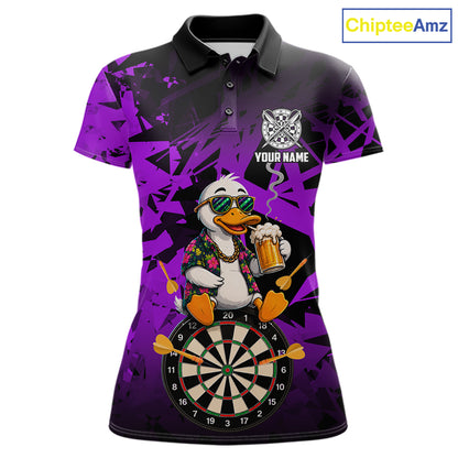 Personalized Purple Funny Duck Beer Darts Shirts For Women Custom Darts Team Jersey, Darts Gift TDM7196