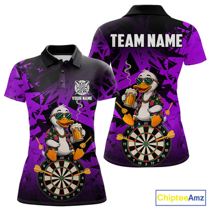 Personalized Purple Funny Duck Beer Darts Shirts For Women Custom Darts Team Jersey, Darts Gift TDM7196