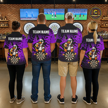 Personalized Purple Funny Duck Beer Darts Shirts For Men Custom Darts Team Jersey, Darts Gift TDM7196