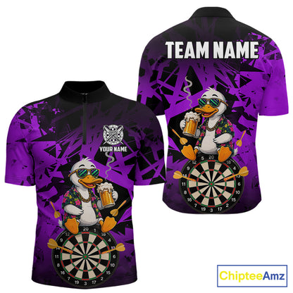 Personalized Purple Funny Duck Beer Darts Shirts For Men Custom Darts Team Jersey, Darts Gift TDM7196