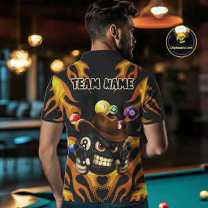 Orange Funny Flame 8 Ball Billiard Shirt For Men Custom Pool Team Jersey Polo & Quarter Zip TDM4986