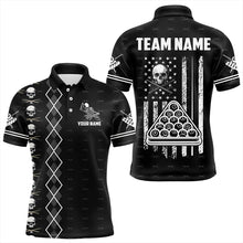 Load image into Gallery viewer, Personalized Billiard Skull Grunge US Flag Men Billiard Shirts Custom Argyle Billiard Team Jerseys TDM3194