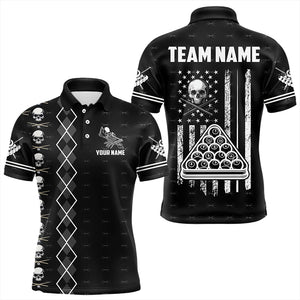 Personalized Billiard Skull Grunge US Flag Men Billiard Shirts Custom Argyle Billiard Team Jerseys TDM3194