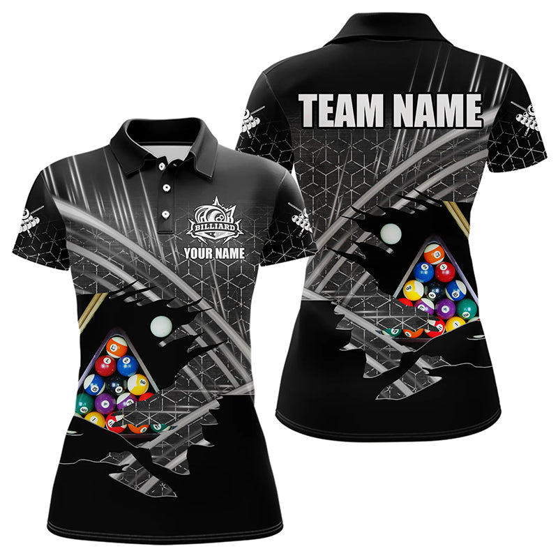 Personalized Billiard Shirts For Women Custom Billiard Pool Ball Jerseys, Billiard Team Shirt |Black TDM3196