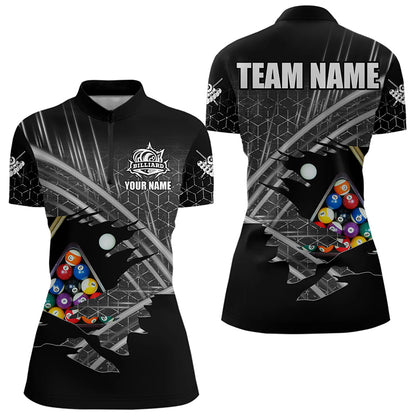 Personalized Billiard Shirts For Women Custom Billiard Pool Ball Jerseys, Billiard Team Shirt |Black TDM3196