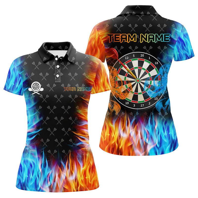 Personalized Dart Board Fire And Water 3D Printed Darts Polo Shirts For Women Custom Darts Jerseys TDM1218