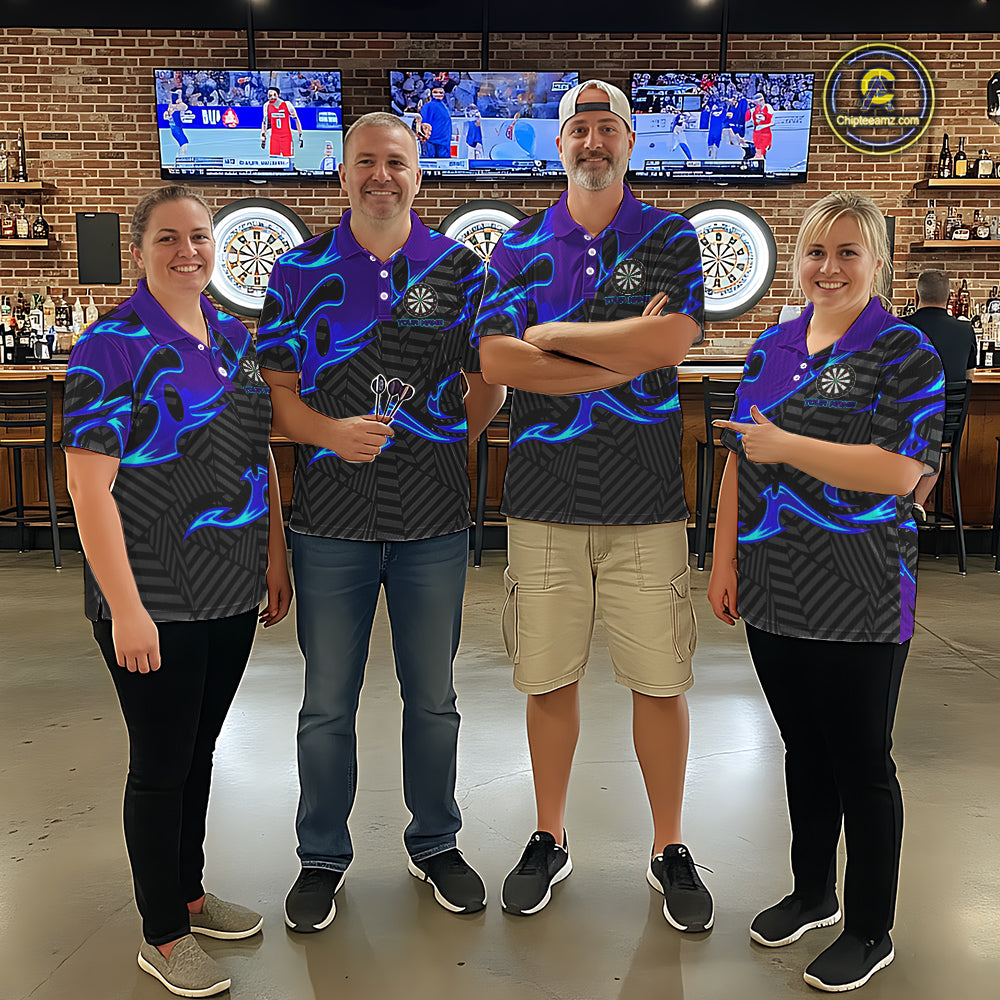 Black Purple Darts Board Personalized Men Dart Quarter-Zip Shirt Custom Darts Team Jerseys TDM1429