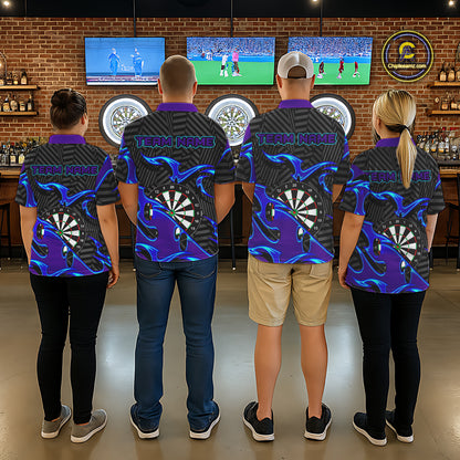 Black Purple Darts Board Personalized Men Dart Quarter-Zip Shirt Custom Darts Team Jerseys TDM1429