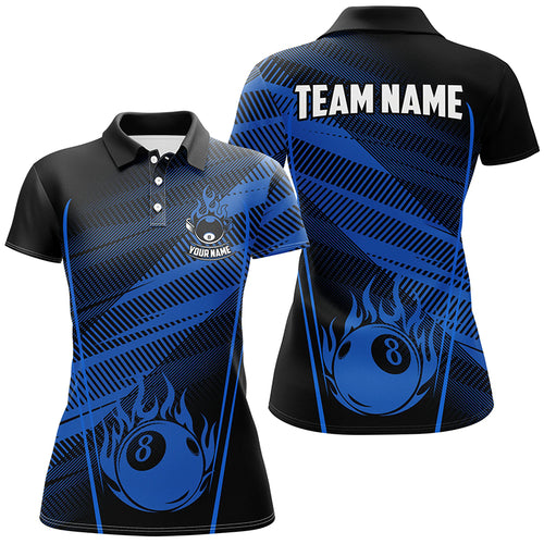 Personalized Blue Jerseys 8 Ball Billiard Shirts For Women Custom Billiard 8 Ball Pool Team Shirts TDM2000