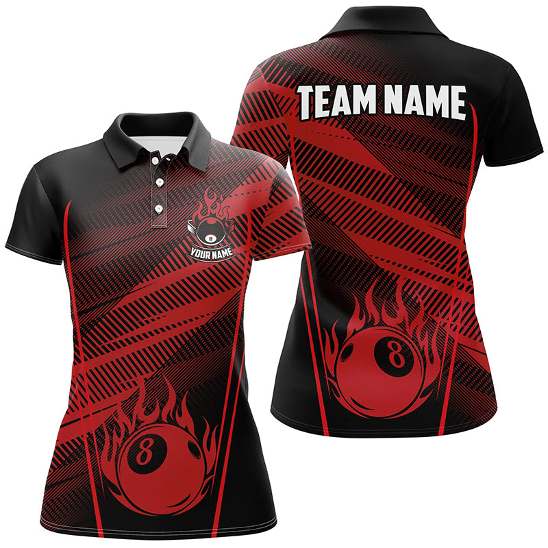 Personalized Red Jerseys 8 Ball Billiard Shirts For Women Custom Billiard 8 Ball Pool Team Shirts TDM2001