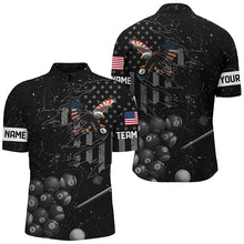 Load image into Gallery viewer, Customized Eagle Retro US Flag Black Billiard Shirts For Men, Best Patriotic Pool Player Shirts TDM2197