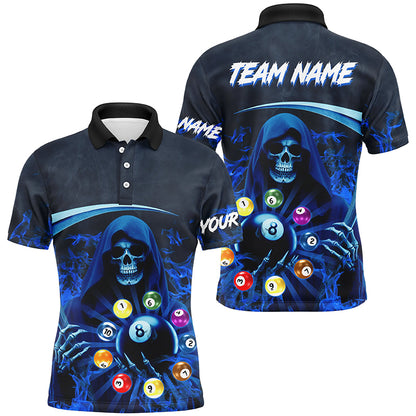 Blue Grim Reaper Custom Billiard Balls Pool Jerseys For Men, 3D Printed Billiard Team Shirts TDM2468