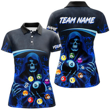 Load image into Gallery viewer, Blue Grim Reaper Custom Billiard Balls Pool Jerseys For Women, 3D Printed Billiard Team Shirts TDM2468