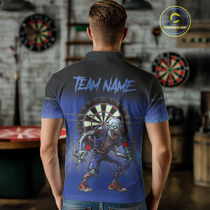 Custom Zombie Blue Dart Shirt With Pocket Option For Men, Dart Team Jerseys TDM4771