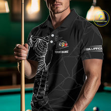 Load image into Gallery viewer, White Skeleton Custom Black Grunge Billiard Shirts For Men, Funny Billiard Jerseys Short Sleeve TDM2723