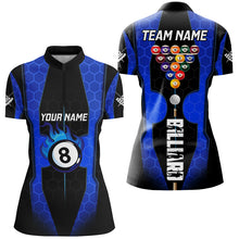 Load image into Gallery viewer, Personalized Blue 3D 8 Ball Pool Custom Billiard Team Shirts, Pool Tournament Jerseys For Women TDM2724