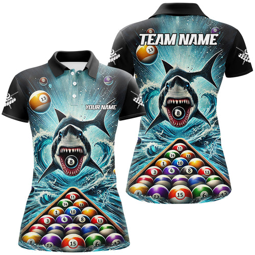 Personalized Pool Ball And Shark Billiard Shirts For Women Custom Unique Team League Billiard Jerseys TDM2970